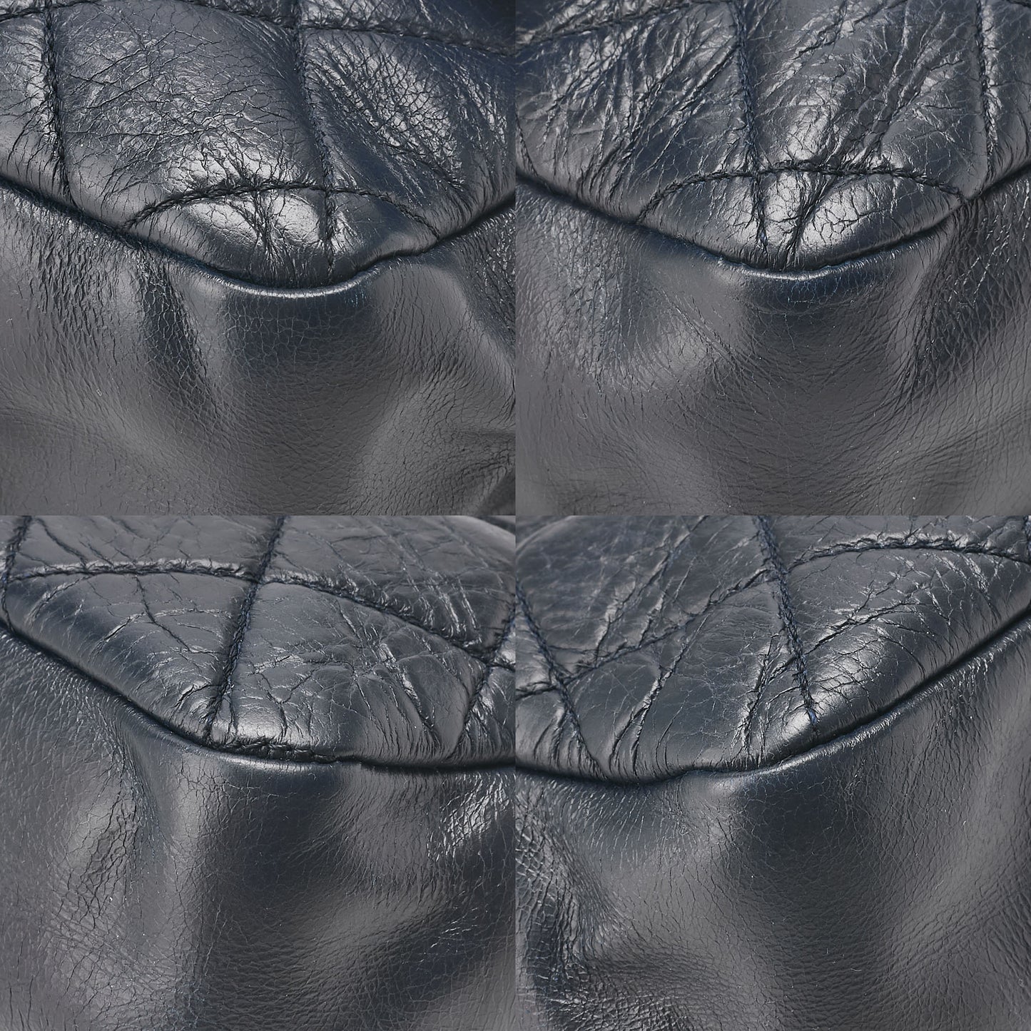 CHANEL Vintage Calf Matelasse Single Chain Shoulder Navy Silver-Tone Hardware, Pre-Owned