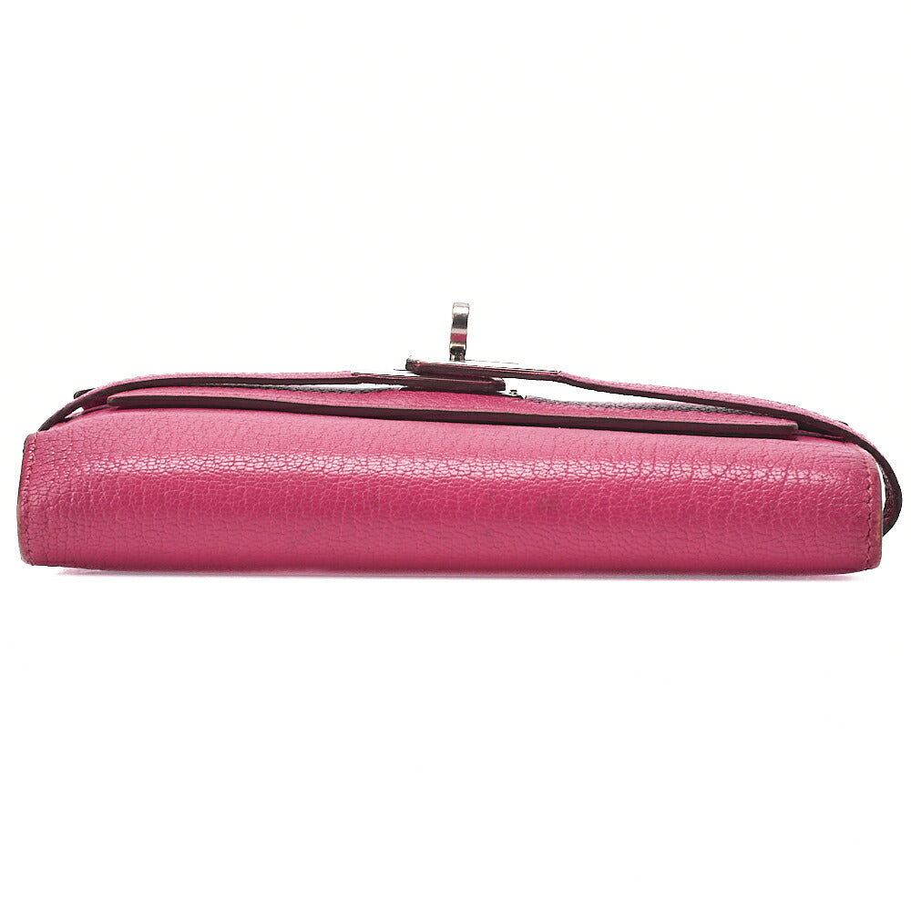 HERMES Kelly Wallet 3-Fold Long Wallet Chevre Rose Pink Silver-Tone Hardware, Pre-Owned
