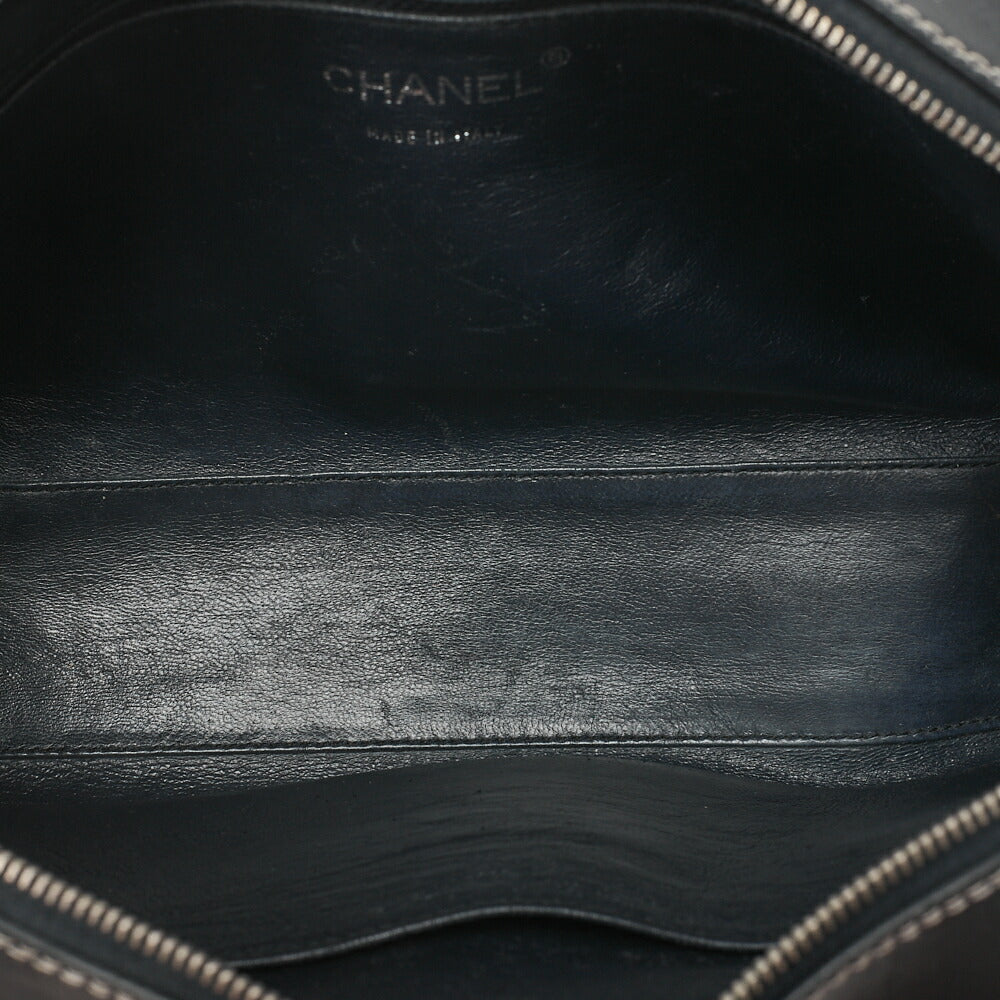 CHANEL Shoulder Bag Calfskin Chocolate Bar Coco Mark Navy Silver-Tone Hardware, Pre-Owned