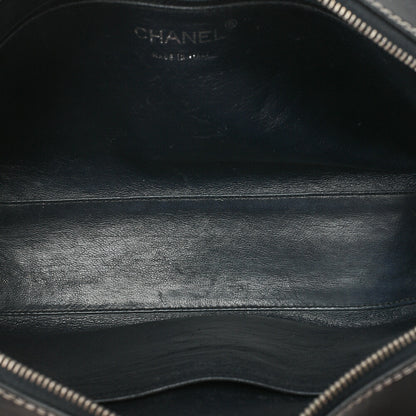 CHANEL Shoulder Bag Calfskin Chocolate Bar Coco Mark Navy Silver-Tone Hardware, Pre-Owned