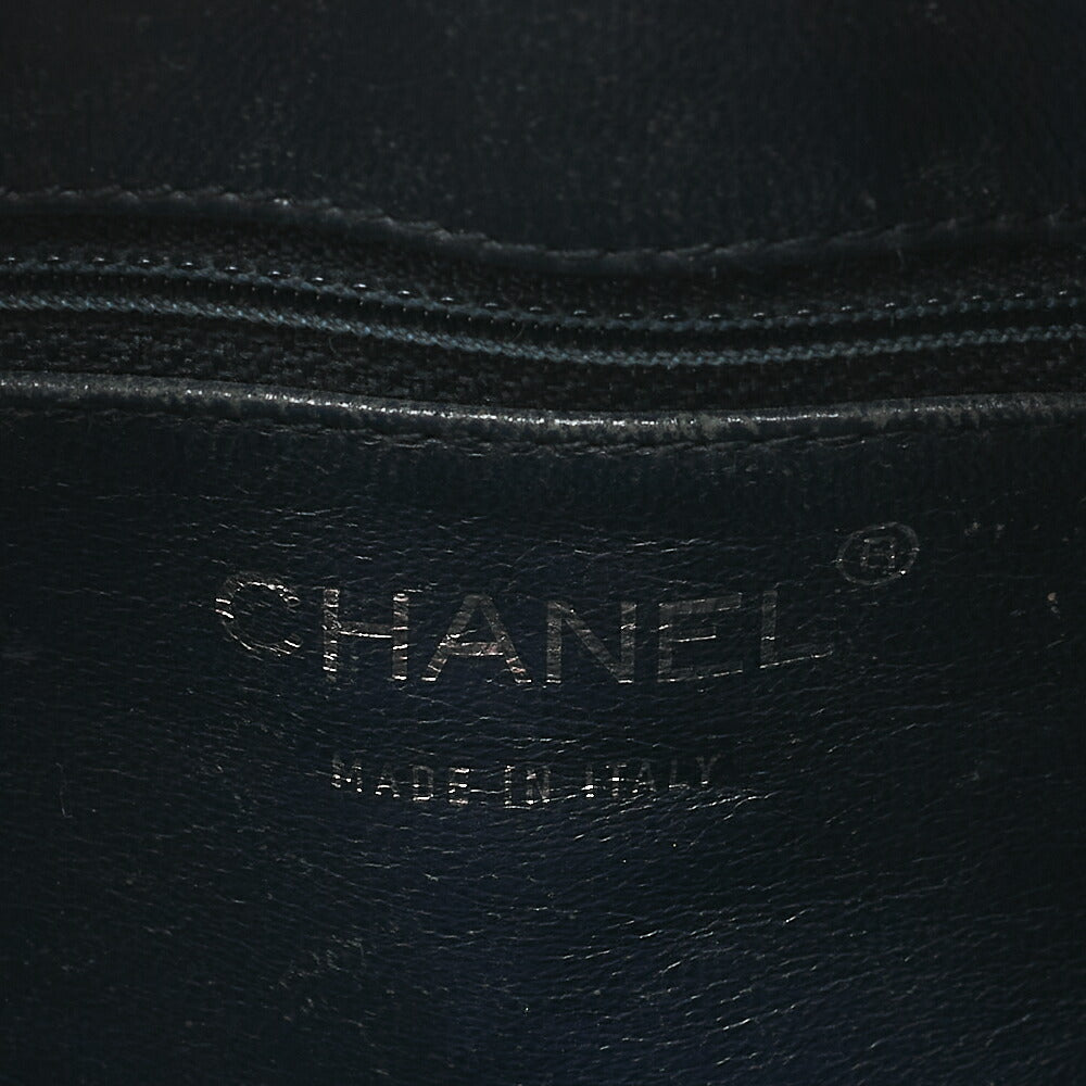 CHANEL Shoulder Bag Calfskin Chocolate Bar Coco Mark Navy Silver-Tone Hardware, Pre-Owned