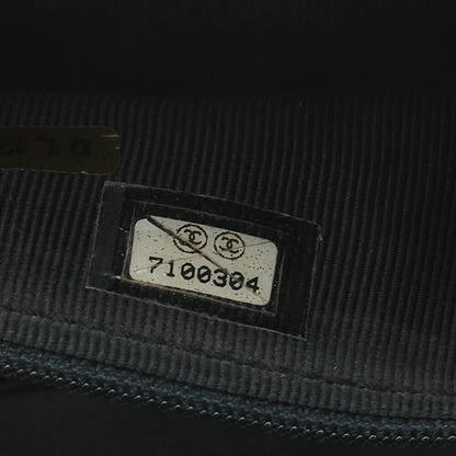 CHANEL Shoulder Bag Calfskin Chocolate Bar Coco Mark Navy Silver-Tone Hardware, Pre-Owned