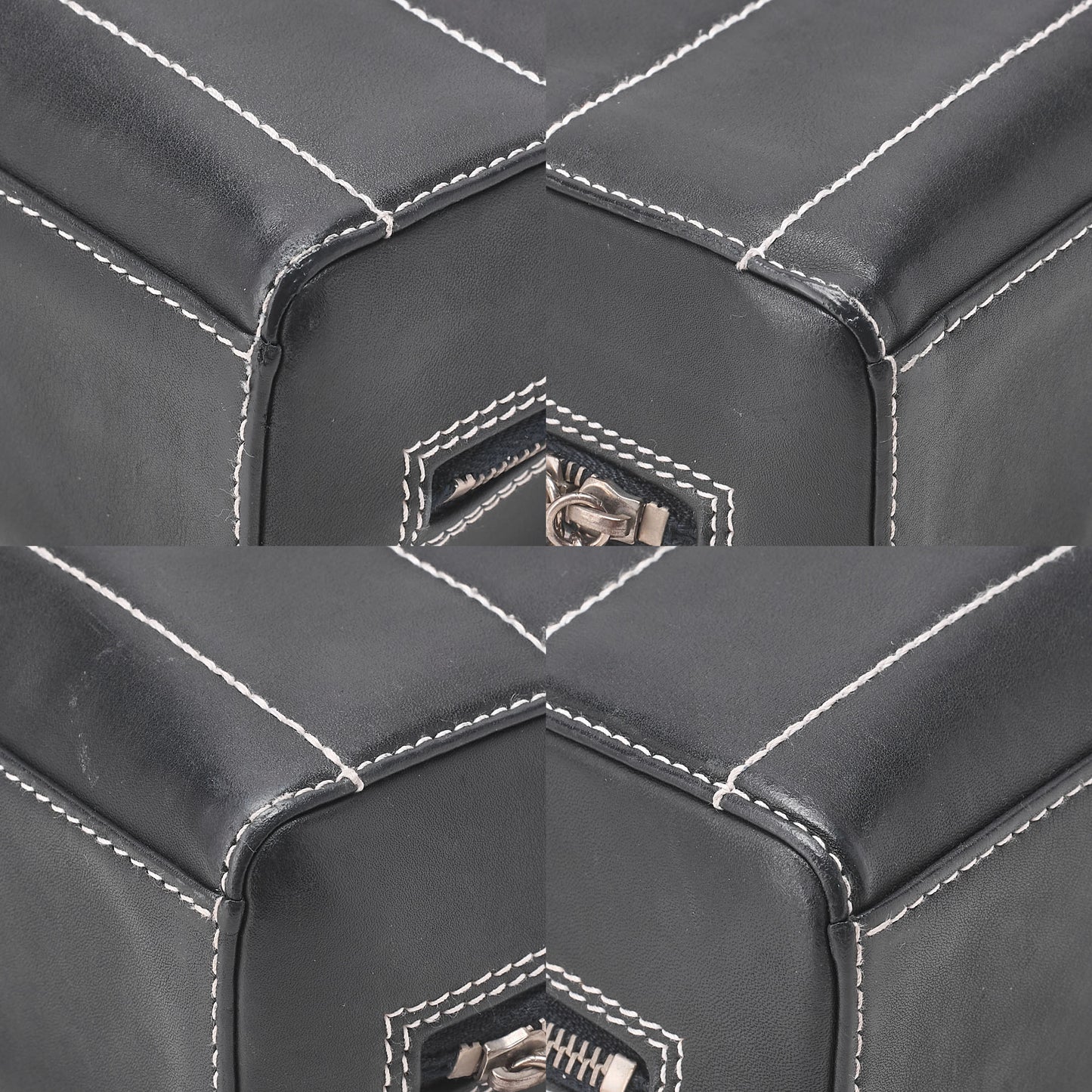 CHANEL Shoulder Bag Calfskin Chocolate Bar Coco Mark Navy Silver-Tone Hardware, Pre-Owned