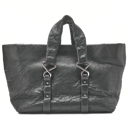 CHANEL Lambskin Matelasse 2.55 Lock Handbag Black Silver -Tone Hardware, Pre-Owned