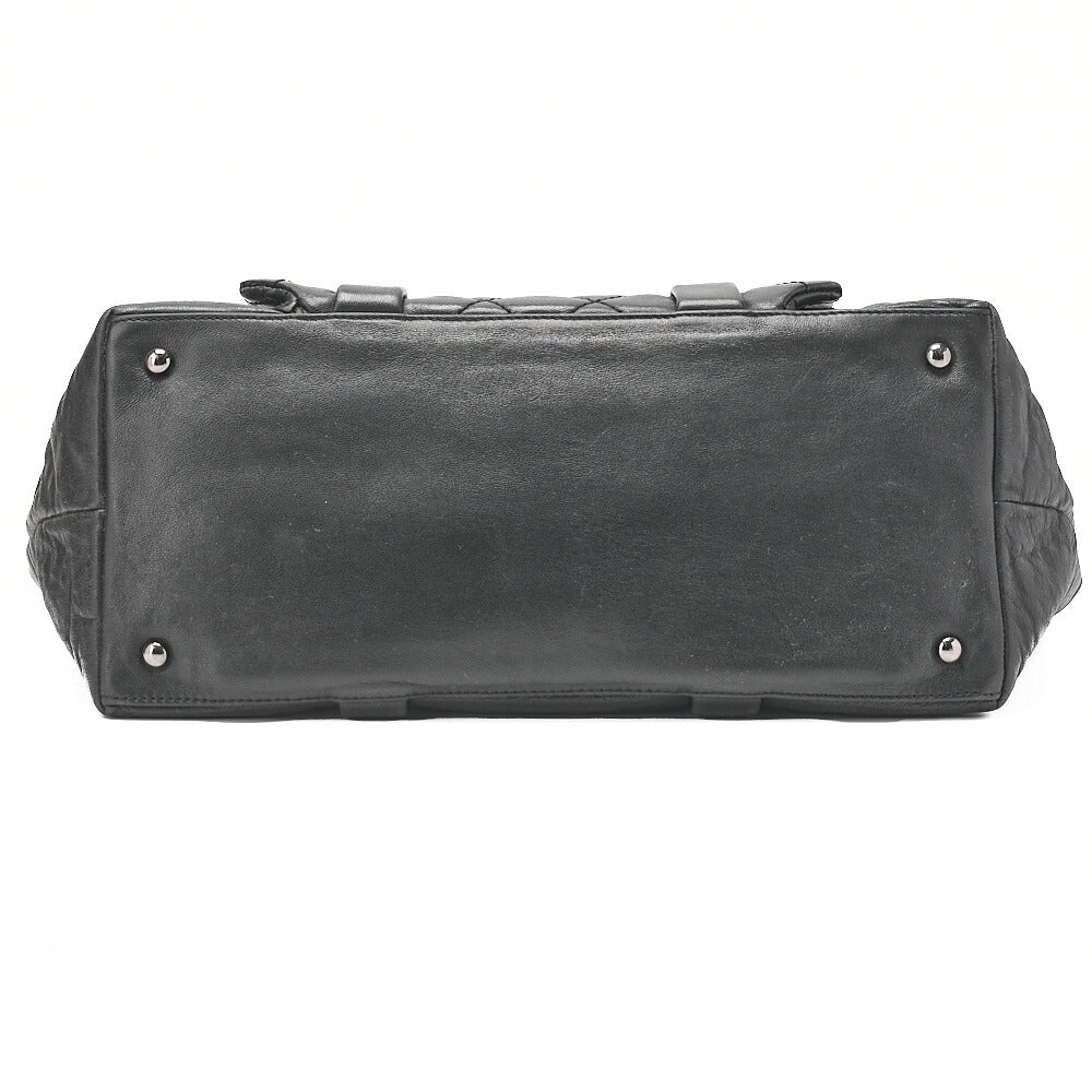 CHANEL Lambskin Matelasse 2.55 Lock Handbag Black Silver -Tone Hardware, Pre-Owned