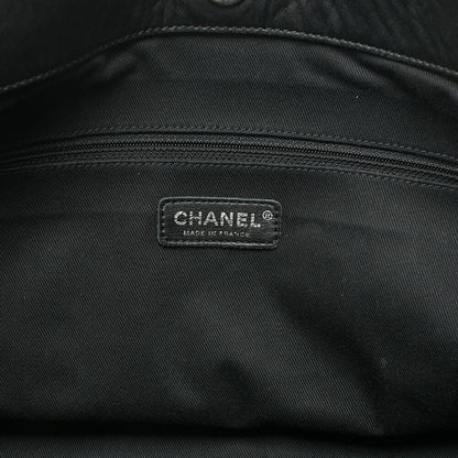 CHANEL Lambskin Matelasse 2.55 Lock Handbag Black Silver -Tone Hardware, Pre-Owned