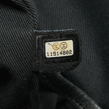 CHANEL Lambskin Matelasse 2.55 Lock Handbag Black Silver -Tone Hardware, Pre-Owned