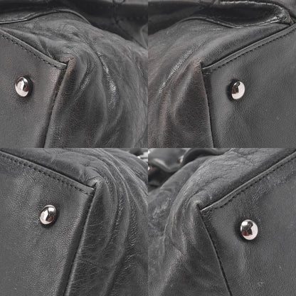 CHANEL Lambskin Matelasse 2.55 Lock Handbag Black Silver -Tone Hardware, Pre-Owned