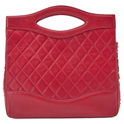 CHANEL Matelasse  Chain Shoulder Bag Tote 2way Lambskin Red Gold-Tone Hardware, Pre-Owned