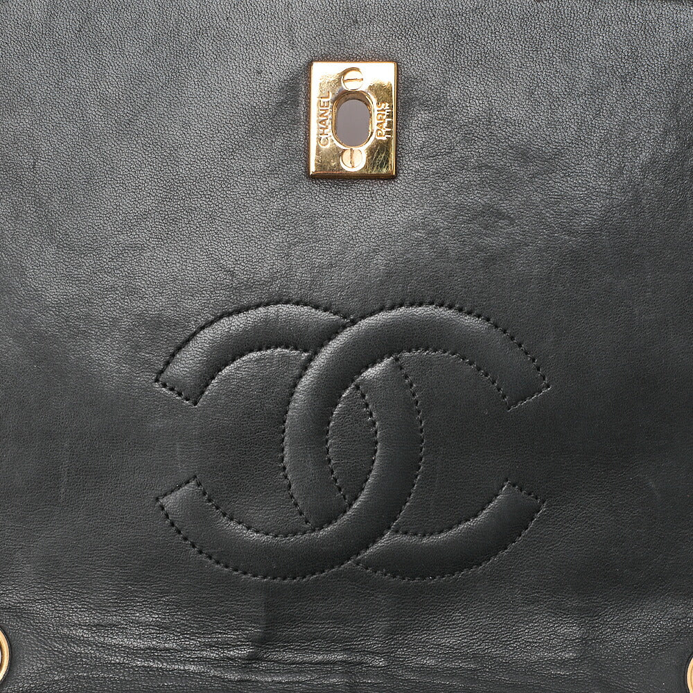 CHANEL Lambskin Matelasse Trapezoidal Single Chain Shoulder Bag Black Gold-Tone Hardware, Pre-Owned