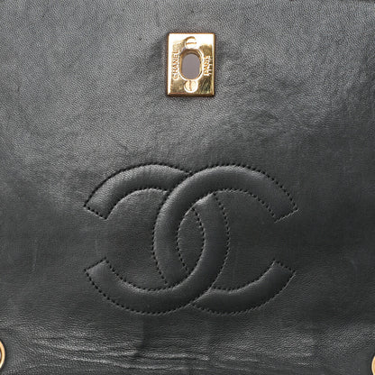 CHANEL Lambskin Matelasse Trapezoidal Single Chain Shoulder Bag Black Gold-Tone Hardware, Pre-Owned