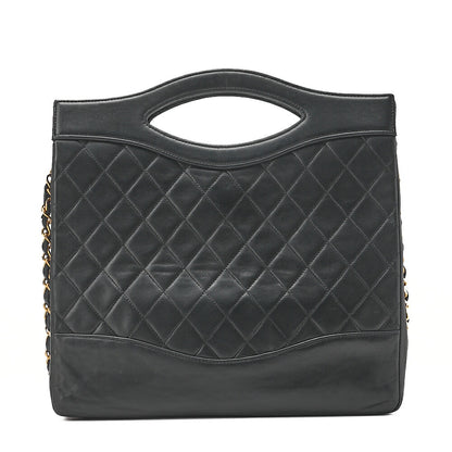 CHANEL Matelasse Chain Shoulder Bag Tote 2way Lambskin Black Gold-Tone Hardware, Pre-Owned