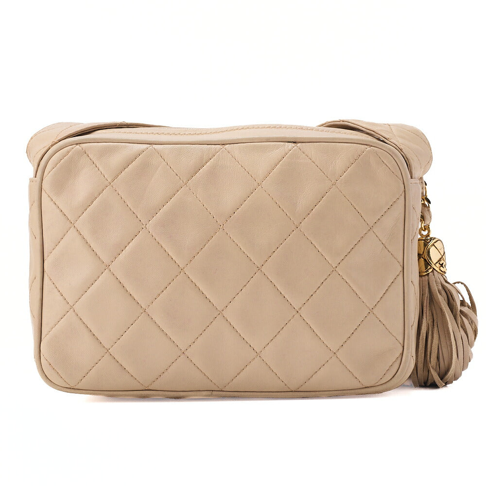 CHANEL Matelasse Coco Mark with Fringe Chain Shoulder Lambskin Ivory Gold-Tone Hardware, Pre-Owned