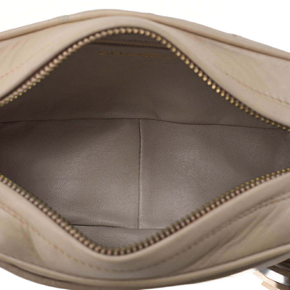 CHANEL Matelasse Coco Mark with Fringe Chain Shoulder Lambskin Ivory Gold-Tone Hardware, Pre-Owned