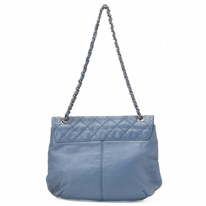 CHANEL Lambskin Matelasse Round Flap Single Chain Shoulder Bag Sky Blue Silver-Tone Hardware, Pre-Owned