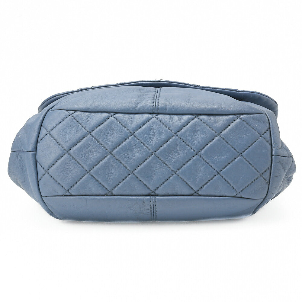 CHANEL Lambskin Matelasse Round Flap Single Chain Shoulder Bag Sky Blue Silver-Tone Hardware, Pre-Owned