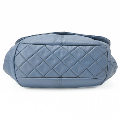 CHANEL Lambskin Matelasse Round Flap Single Chain Shoulder Bag Sky Blue Silver-Tone Hardware, Pre-Owned