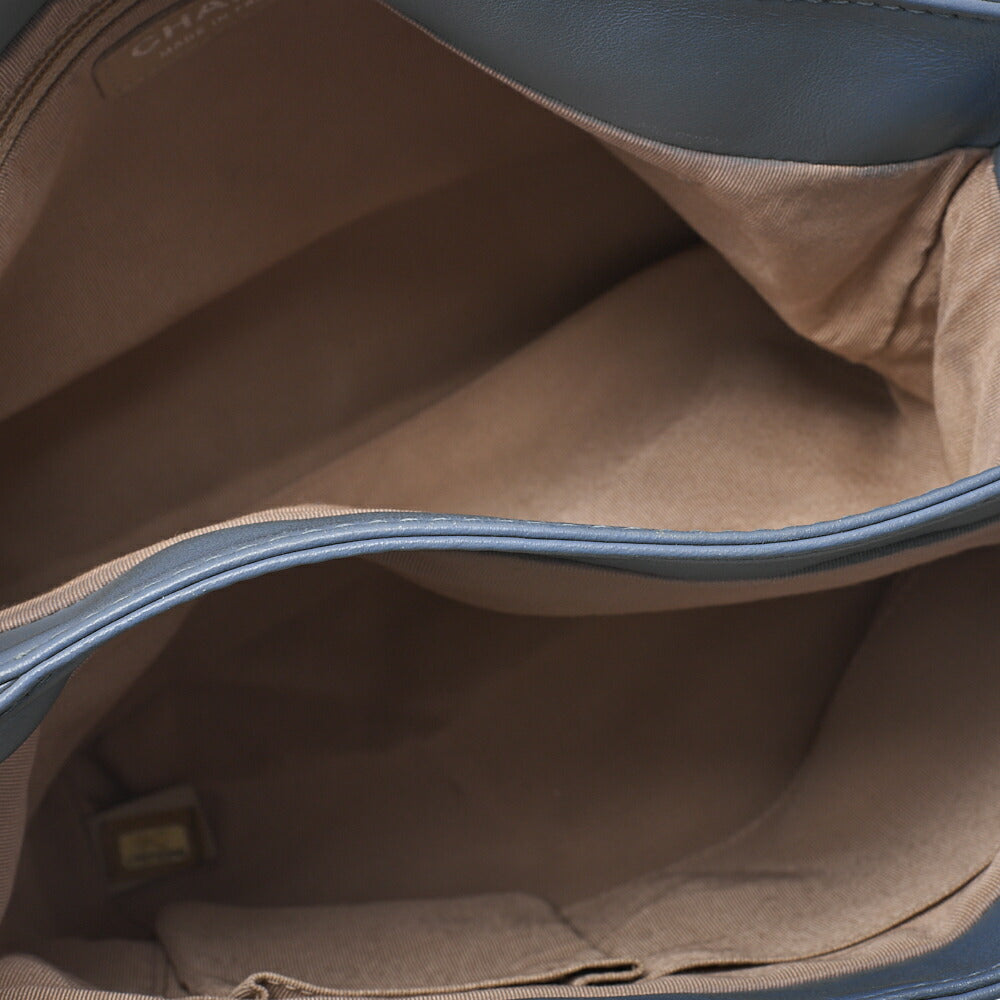 CHANEL Lambskin Matelasse Round Flap Single Chain Shoulder Bag Sky Blue Silver-Tone Hardware, Pre-Owned