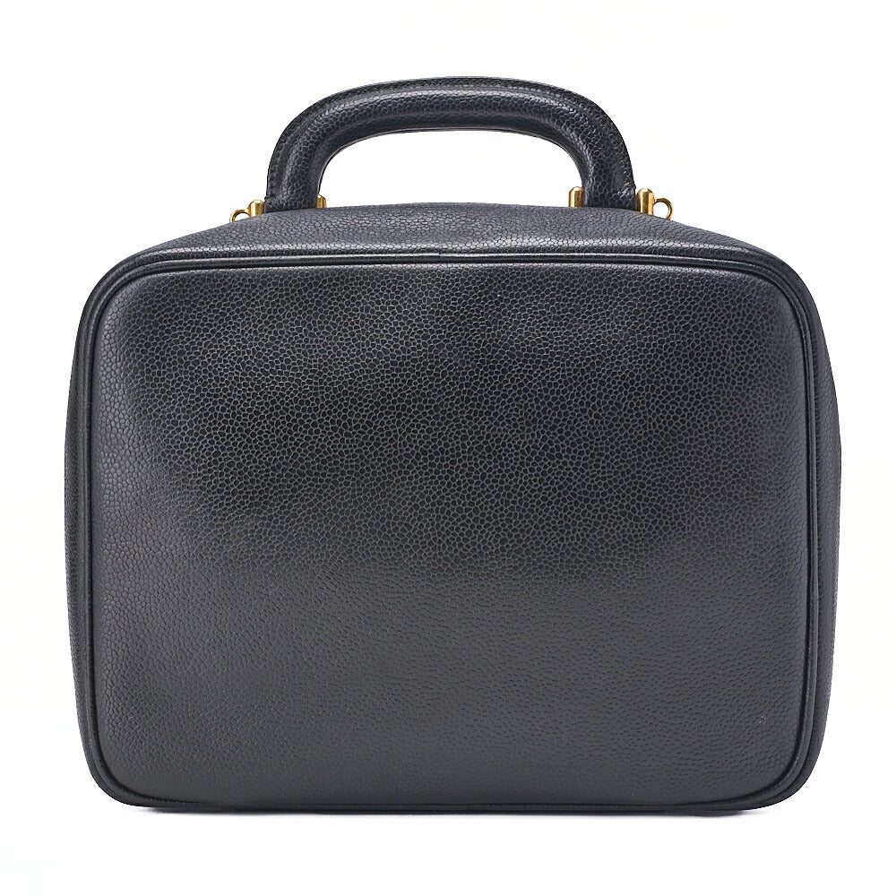 CHANEL Shoulder Bag Cocomark Vanity 2way Caviar Skin Black Gold-Tone Hardware, Pre-Owned