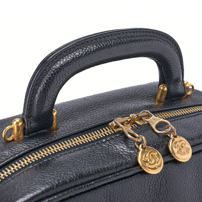 CHANEL Shoulder Bag Cocomark Vanity 2way Caviar Skin Black Gold-Tone Hardware, Pre-Owned