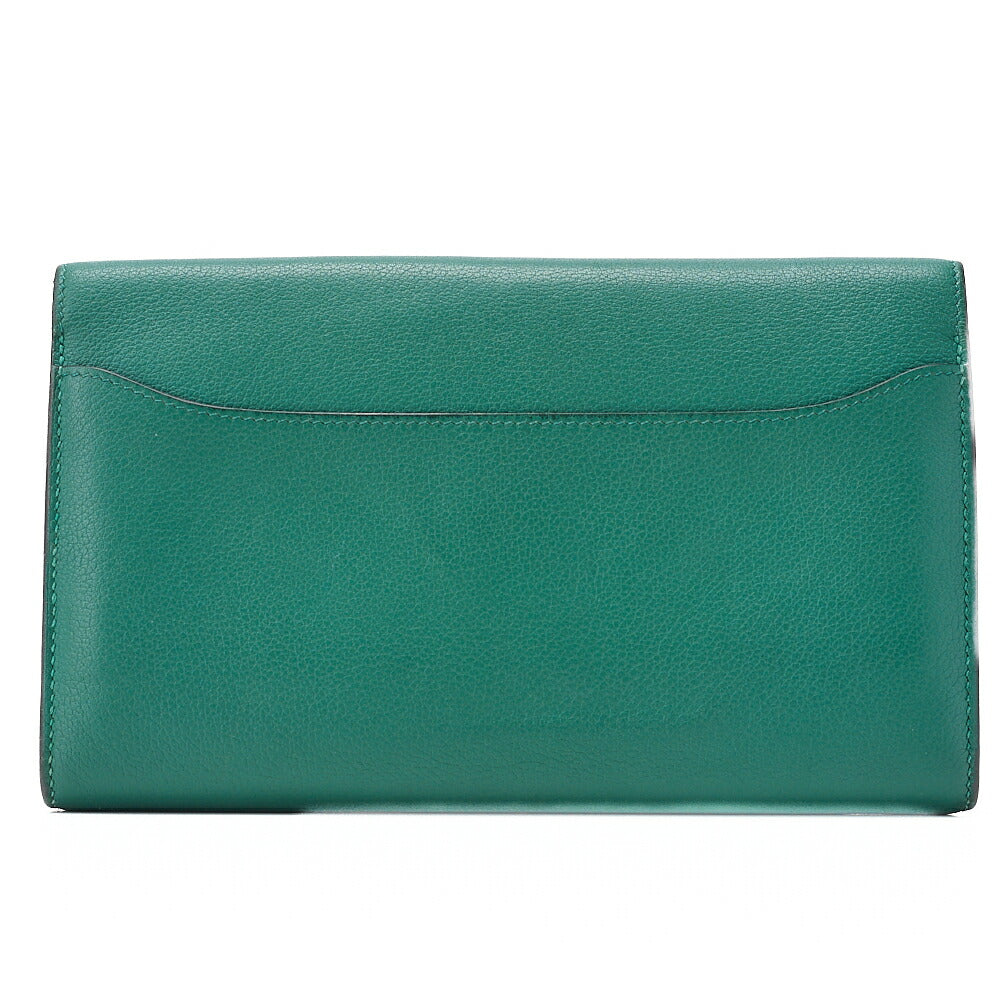 HERMES Constance Long Bi-fold Wallet Swift Green Silver-Tone Hardware, Pre-Owned