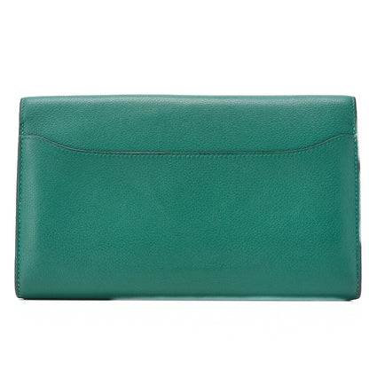 HERMES Constance Long Bi-fold Wallet Swift Green Silver-Tone Hardware, Pre-Owned