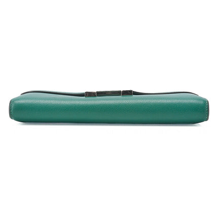 HERMES Constance Long Bi-fold Wallet Swift Green Silver-Tone Hardware, Pre-Owned