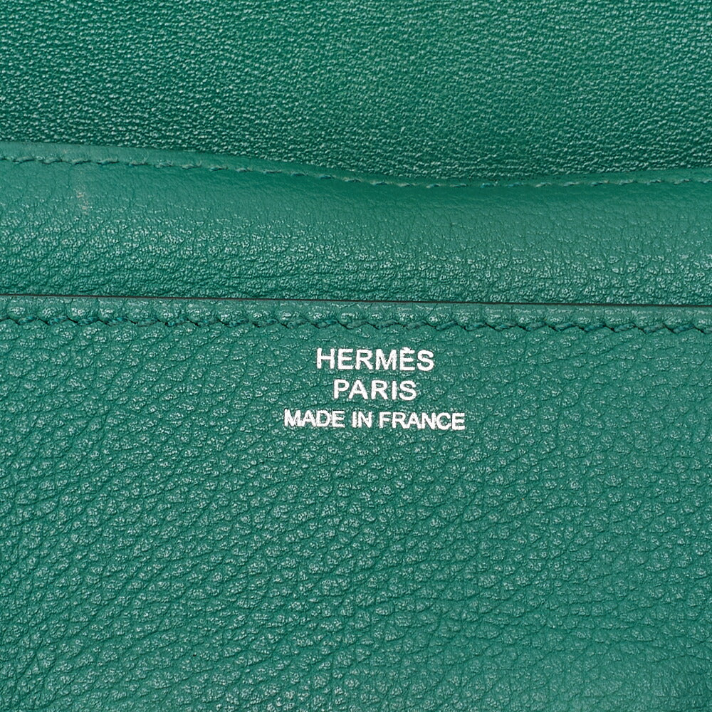 HERMES Constance Long Bi-fold Wallet Swift Green Silver-Tone Hardware, Pre-Owned