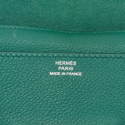 HERMES Constance Long Bi-fold Wallet Swift Green Silver-Tone Hardware, Pre-Owned
