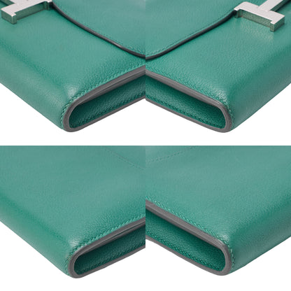 HERMES Constance Long Bi-fold Wallet Swift Green Silver-Tone Hardware, Pre-Owned