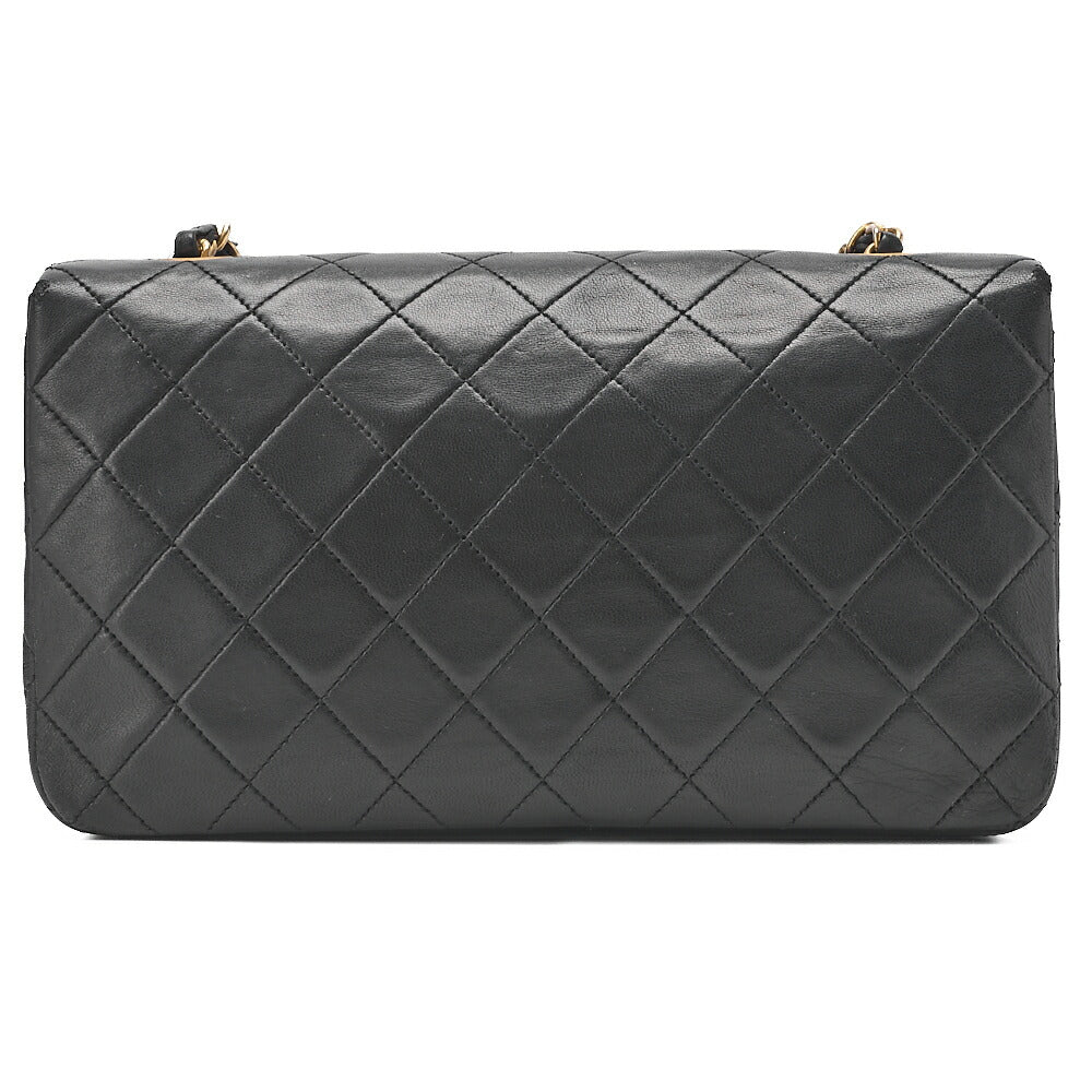 CHANEL Lambskin Matelasse  Full Flap 23cm Chain Shoulder Black Gold -Tone Hardware, Pre-Owned
