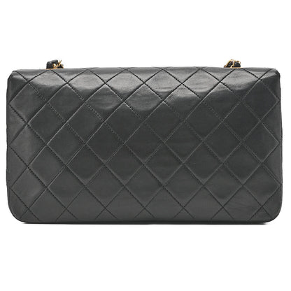 CHANEL Lambskin Matelasse  Full Flap 23cm Chain Shoulder Black Gold -Tone Hardware, Pre-Owned