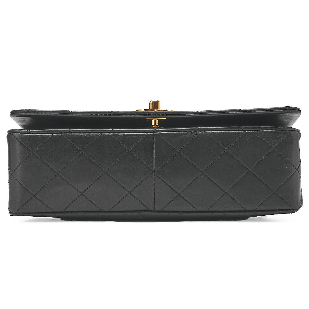CHANEL Lambskin Matelasse  Full Flap 23cm Chain Shoulder Black Gold -Tone Hardware, Pre-Owned