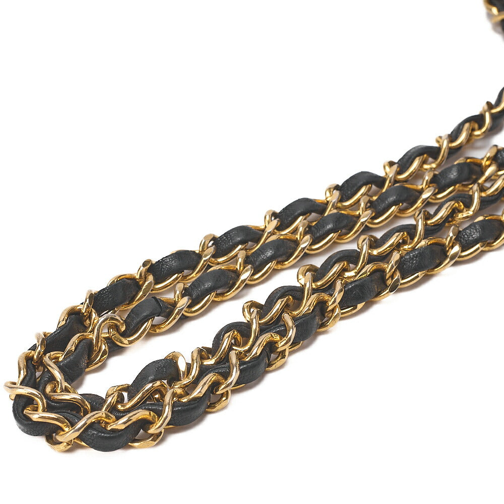 CHANEL Lambskin Matelasse  Full Flap 23cm Chain Shoulder Black Gold -Tone Hardware, Pre-Owned