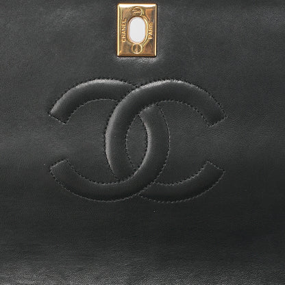 CHANEL Lambskin Matelasse  Full Flap 23cm Chain Shoulder Black Gold -Tone Hardware, Pre-Owned