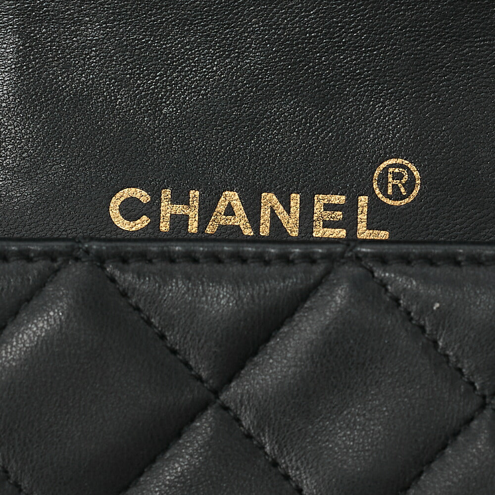 CHANEL Lambskin Matelasse  Full Flap 23cm Chain Shoulder Black Gold -Tone Hardware, Pre-Owned