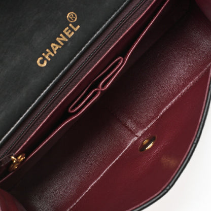 CHANEL Lambskin Matelasse  Full Flap 23cm Chain Shoulder Black Gold -Tone Hardware, Pre-Owned