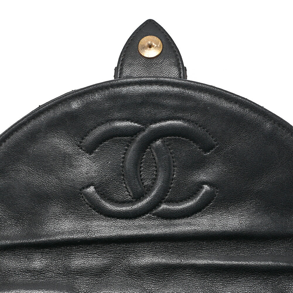 CHANEL Lambskin Matelasse Round Push Lock Chain Shoulder Black Gold-Tone Hardware, Pre-Owned