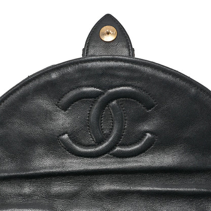CHANEL Lambskin Matelasse Round Push Lock Chain Shoulder Black Gold-Tone Hardware, Pre-Owned