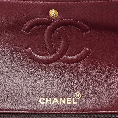 CHANEL Lambskin Matelasse 25cm Square Double Flap Chain Shoulder Black Gold-Tone Hardware, Pre-Owned