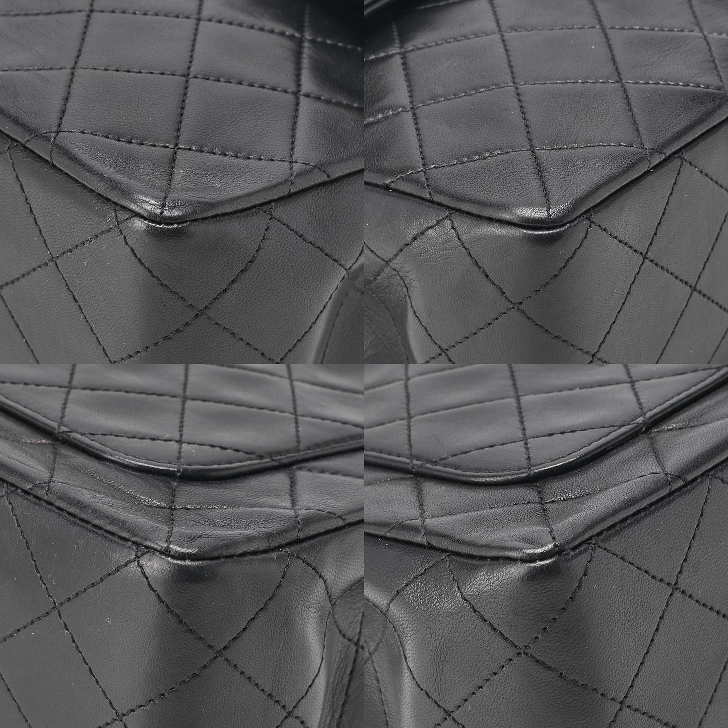 CHANEL Lambskin Matelasse 25cm Square Double Flap Chain Shoulder Black Gold-Tone Hardware, Pre-Owned