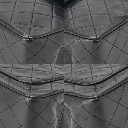 CHANEL Lambskin Matelasse 25cm Square Double Flap Chain Shoulder Black Gold-Tone Hardware, Pre-Owned