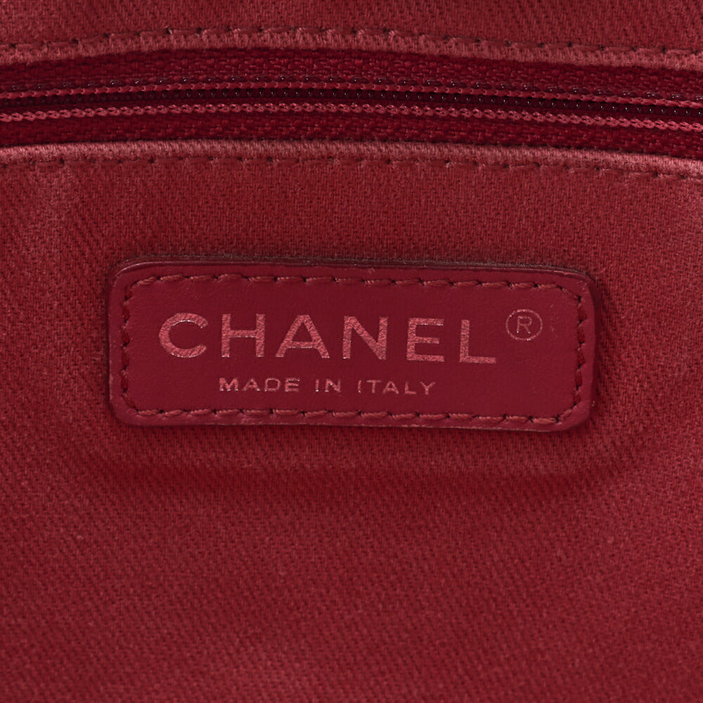 CHANEL Chain Tote Bag Deauville MM Canvas Pink Silver-Tone Hardware, Pre-Owned