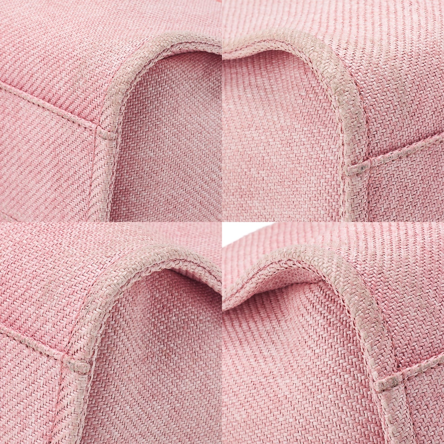 CHANEL Chain Tote Bag Deauville MM Canvas Pink Silver-Tone Hardware, Pre-Owned