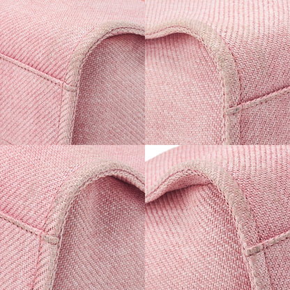 CHANEL Chain Tote Bag Deauville MM Canvas Pink Silver-Tone Hardware, Pre-Owned