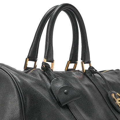 シャネル キャビアスキン デカココマーク 2WAY ショルダーバッグ ボストンバッグ ブラック ゴールド金具 中古