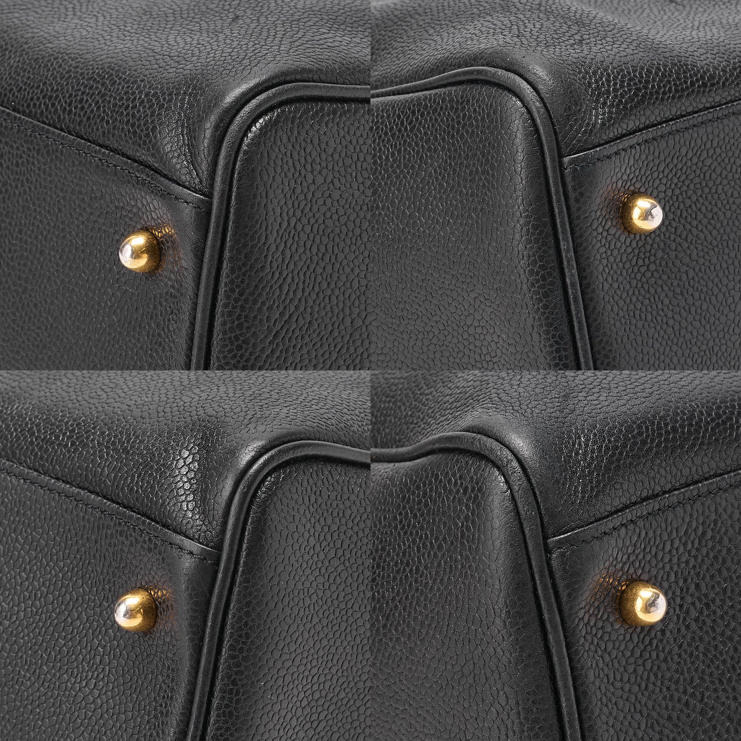 シャネル キャビアスキン デカココマーク 2WAY ショルダーバッグ ボストンバッグ ブラック ゴールド金具 中古