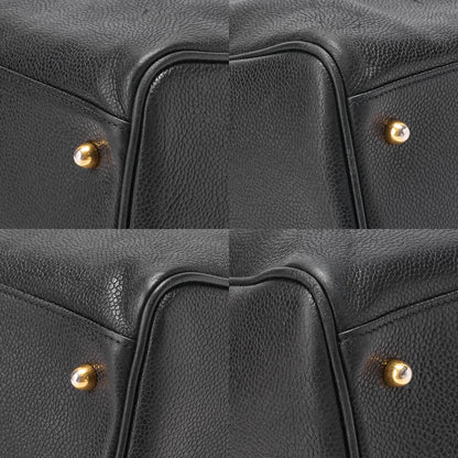 シャネル キャビアスキン デカココマーク 2WAY ショルダーバッグ ボストンバッグ ブラック ゴールド金具 中古