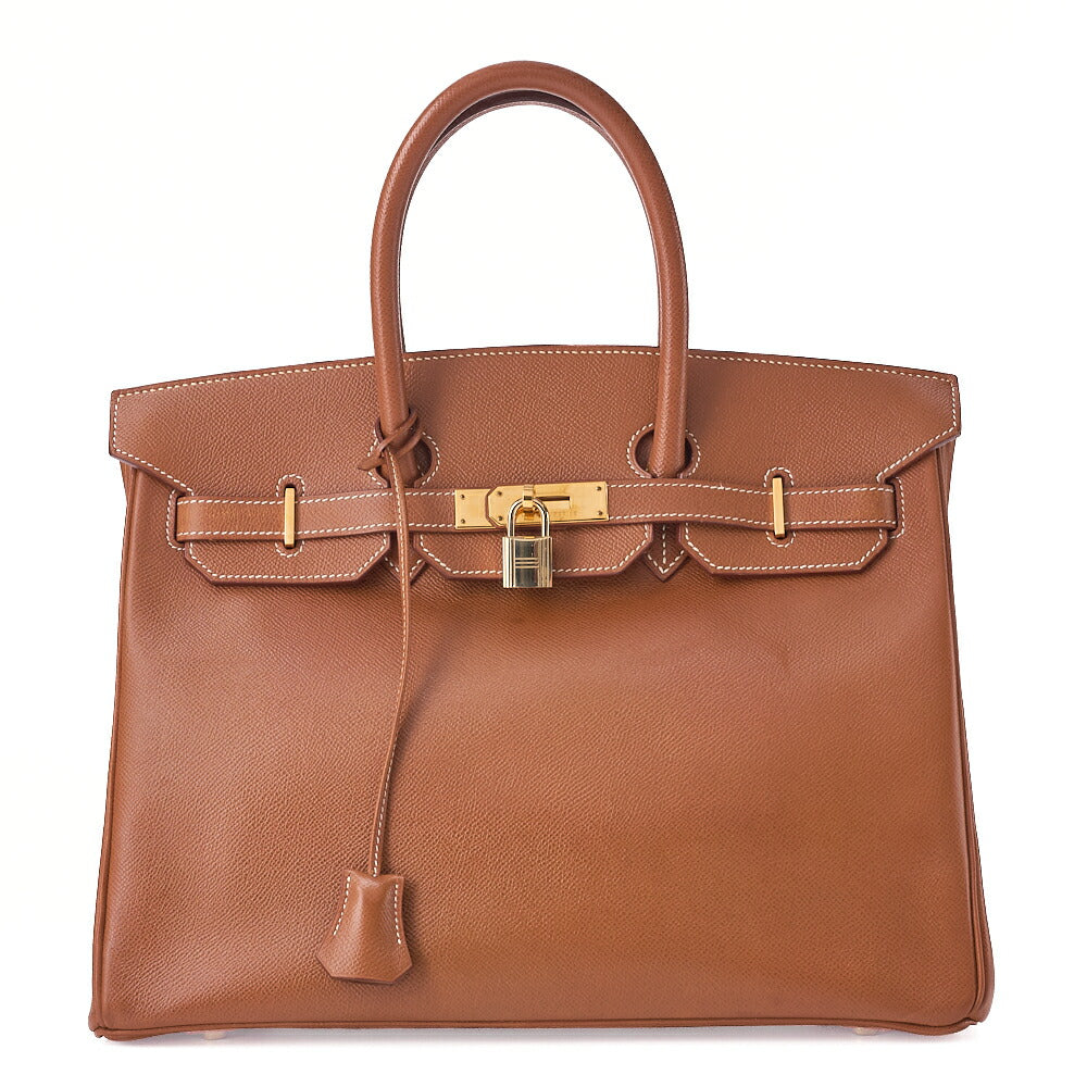 HERMES Birkin 35 Handbag Kushbel Gold-Tone Hardware, Pre-Owned