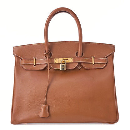 HERMES Birkin 35 Handbag Kushbel Gold-Tone Hardware, Pre-Owned